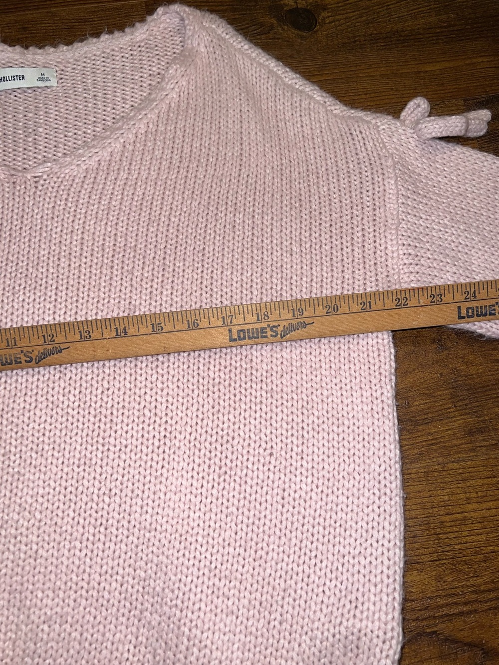 Hollister Pink Oversized Slouchy Knit Off Shoulder Bow Applique Sweater Size M - Picture 11 of 12